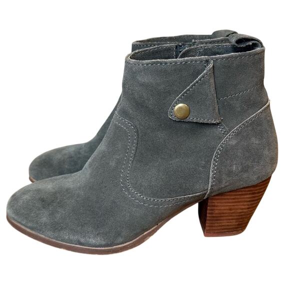 Diba Women’s Sophia Suede Leather Heeled Ankle Bootie Boot Green-Gray Size 7.5 - Picture 1 of 11